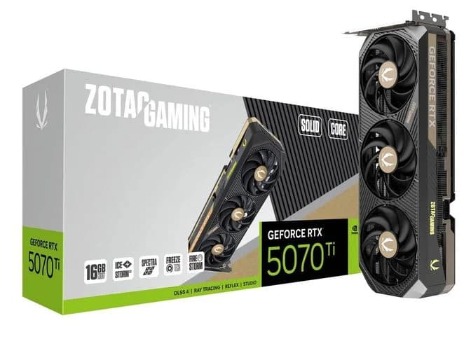 Zotac GeForce RTX 5070 Ti Solid Core 16GB GDDR7 PCI-Express Graphics Card