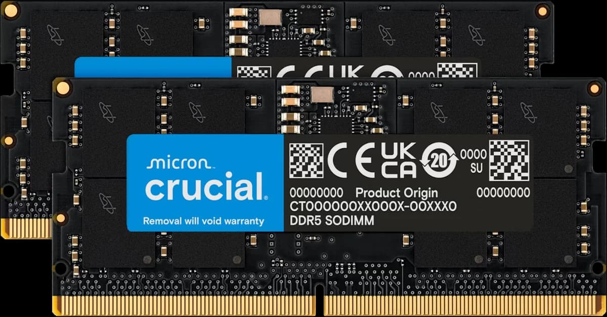Crucial 64GB Kit (32GBx2) DDR5-5600 SODIMM CT2K32G56C46S5